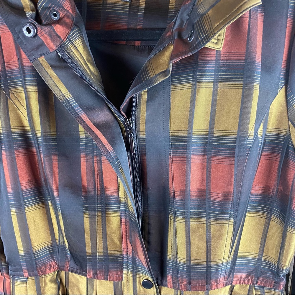 Samuel Dong Plaid Floral Bubble Trench Coat Jacket size small - Picture 5 of 13